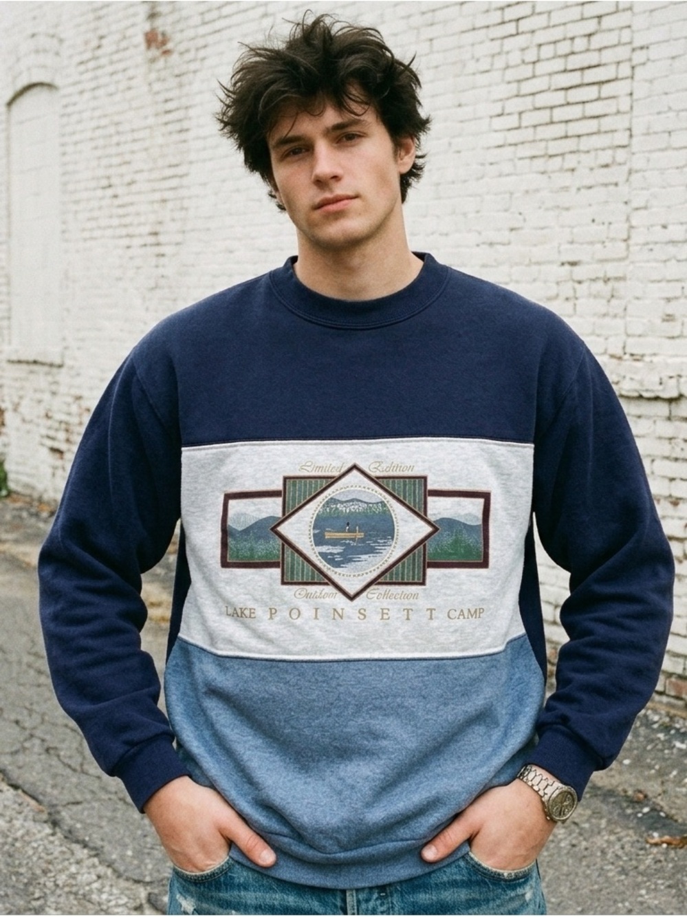 Vintage 80s 90s Limited Edition Lake Poinsett Camp SD Colorblock Crewneck XL